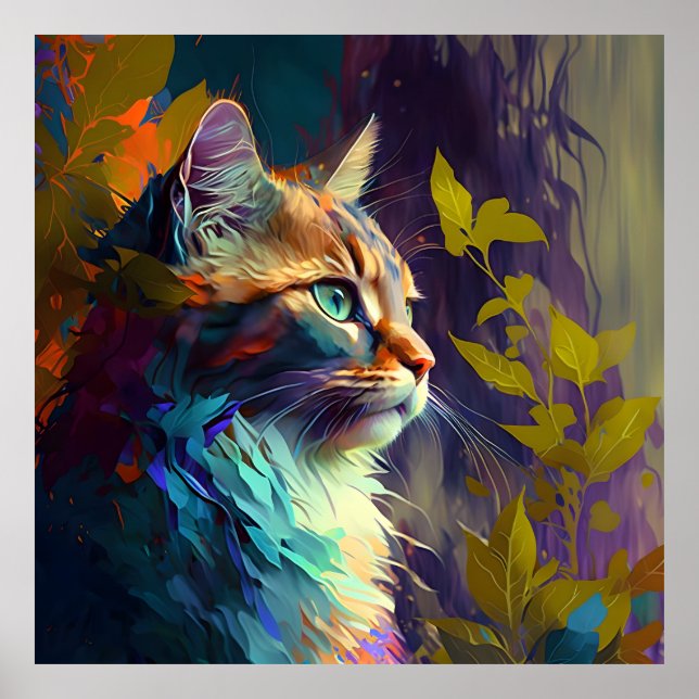 Colorful Tabby Cat Poster (Front)
