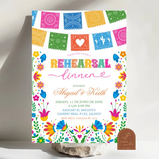Colorful Talavera Mexican Rehearsal Dinner Invitation (Creator Uploaded)