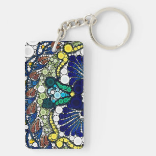 colorful talavera pottery mexican blue photo art key ring