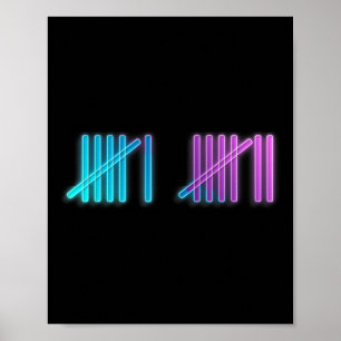 Colorful Tally Marks Counting 67 Meme Slang 6 7 Br Poster