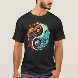 Colorful Taoism Yin Yang Splash on Zen Taijitu Yin T-Shirt