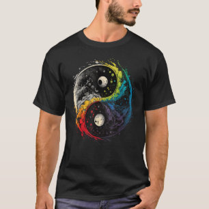 Colorful Taoism Yin Yang Symbol on Zen Taijitu Yin T-Shirt