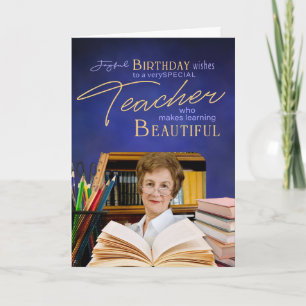 Colorful Teacher Birthday Keepsake Photo Card