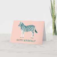 COLORFUL TEAL ZEBRA CUSTOM HAPPY BIRTHDAY