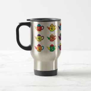 COLORFUL TEAPOTS TRAVEL MUG