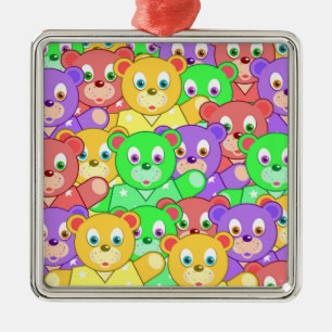 COLORFUL TEDDY BEARS METAL TREE DECORATION