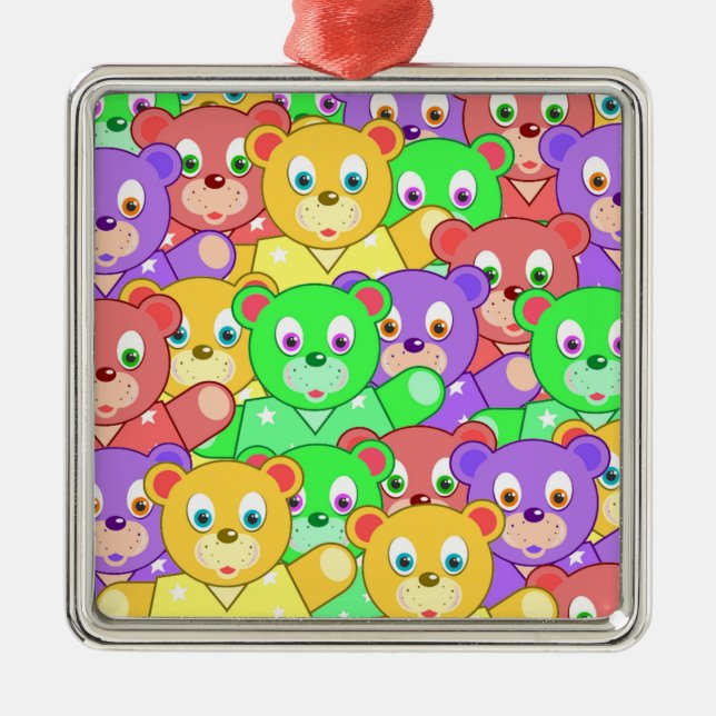 COLORFUL TEDDY BEARS METAL TREE DECORATION (Front)