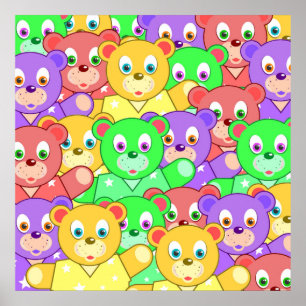 COLORFUL TEDDY BEARS POSTER