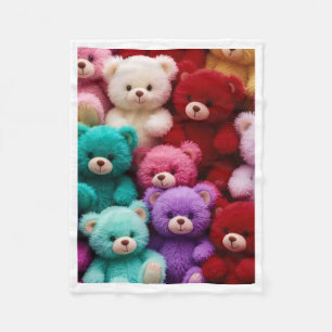 Colorful Teddy Bears Sherpa Throw Fleece Blanket