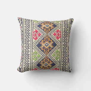 Colorful Thailand style rug surface close up vinta Cushion