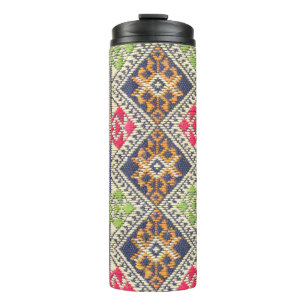 Colorful Thailand style rug surface close up vinta Thermal Tumbler