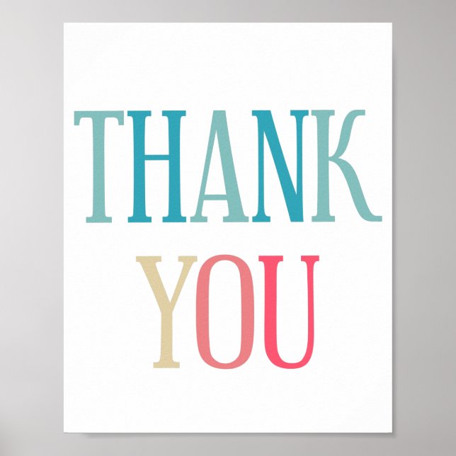 Colorful Thank You Text Typography Design Poster (Front)