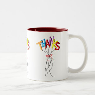 Colorful "Thanks" Spelled by Balloon Thank You Mug
