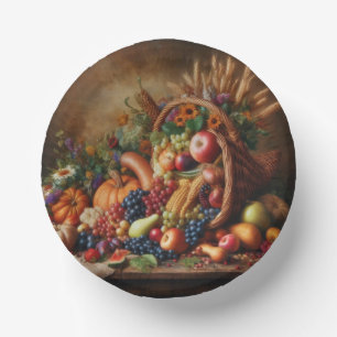 Colorful/Thanksgiving/Cornucopia/Fall Paper Plate