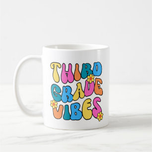 Colorful Third Grade Vibes– Back to  school Retro Coffee Mug