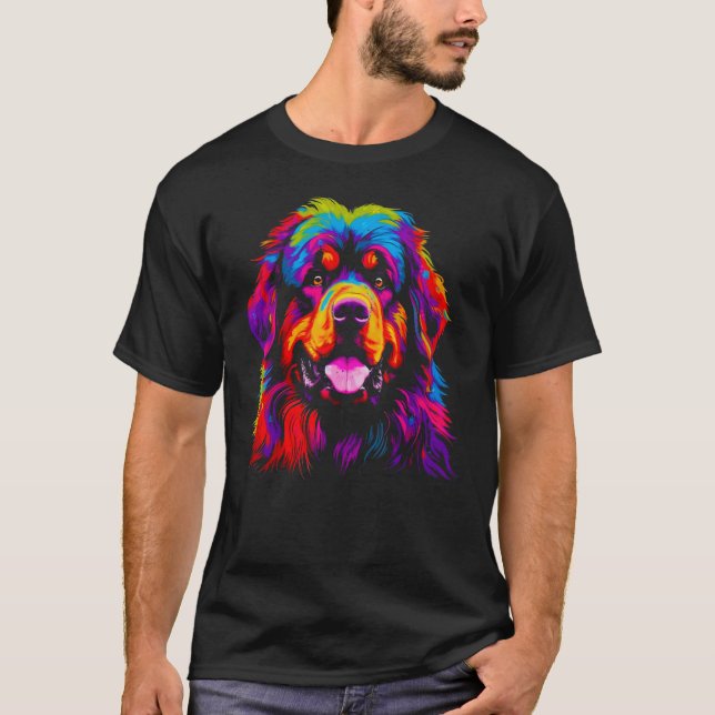 Colorful Tibetan Mastiff Dog T-Shirt (Front)