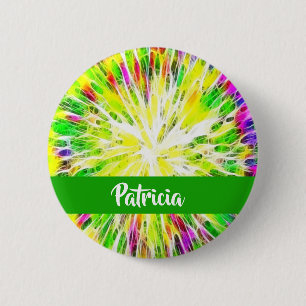Colorful tie dye custom name pattern 6 cm round badge