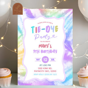 Colorful Tie Dye Girl Birthday Invitation