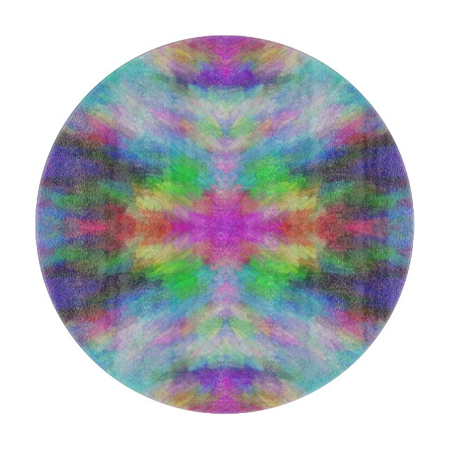 Colorful Tie Dye Style Art Cutting Board (Front)