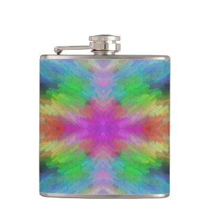 Colorful Tie Dye Style Art Hip Flask
