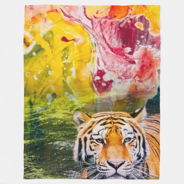 colorful Tiger Fleece Blanket (Front)