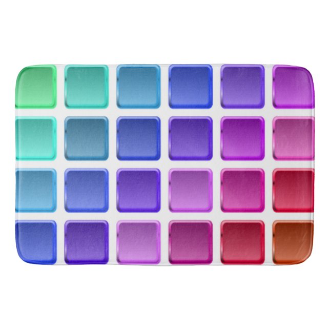 COLORFUL TILE SQUARES BATH MAT (Front)