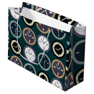 Colorful Time Clock Pattern Watchmaker Birthday Large Gift Bag