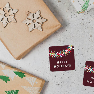 Colorful Tinsel Garland Happy Holidays Sticker