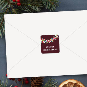 Colorful Tinsel Garland Merry Christmas Sticker