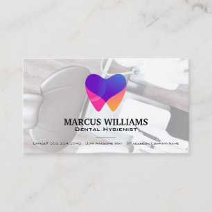 Colorful Tooth Logo   Dental Office  Business Card