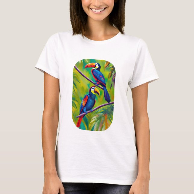 Colorful Toucan Bird Art T-Shirt (Front)