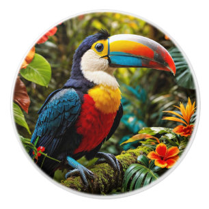 Colorful Toucan Bird Ceramic Knob
