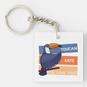 Colorful Toucan Bird with Positive Message Key Ring