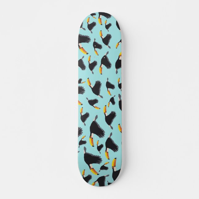 Colorful Toucan Tropical Bird Pattern Skateboard (Front)