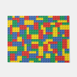 Colorful Toy Building Blocks Background Pattern Doormat
