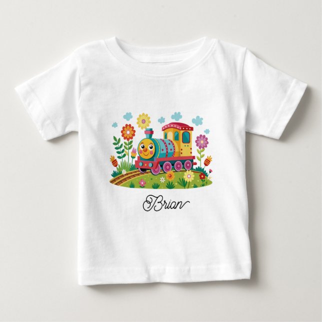 Colorful Train Engine Baby T-Shirt (Front)