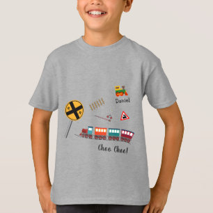 Colorful Train Little Boy First Name Choo Choo Kid T-Shirt