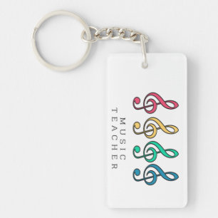 Colorful Treble Clef Music Teacher  Key Ring