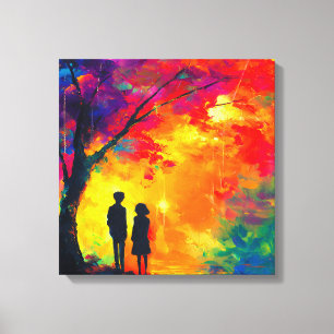Colorful Tree of Love Canvas Print