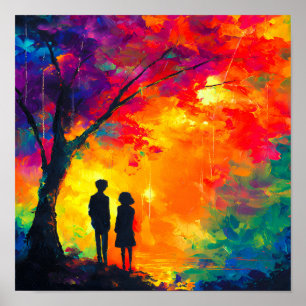 Colorful Tree of Love Poster