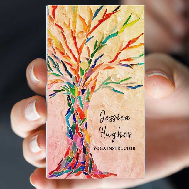 Colorful Tree Yoga Instructor Business Card (Creator Uploaded)