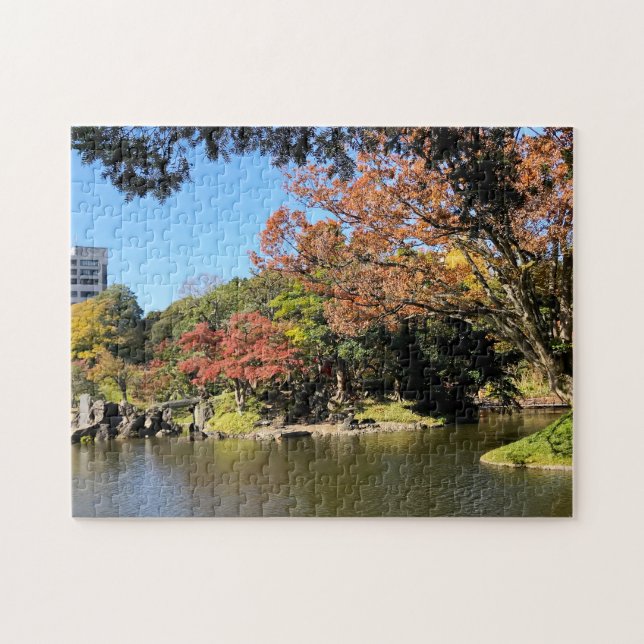 Colorful Trees Scenery at Japanese Garden Jigsaw Puzzle (Horizontal)
