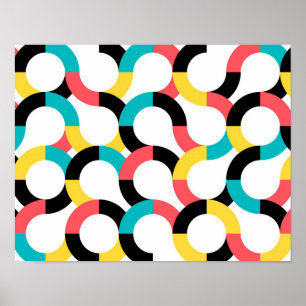 Colorful, trendy, cheerful, fun modern geometric poster