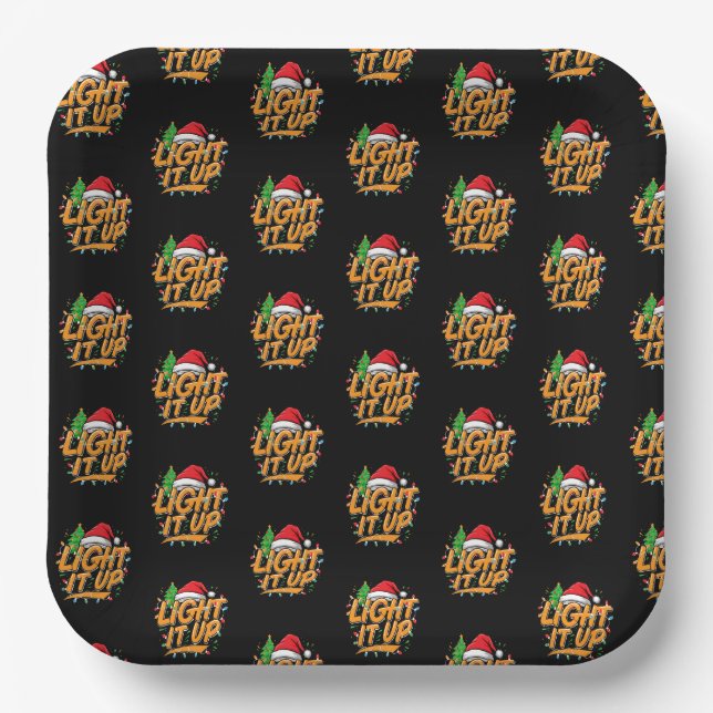 Colorful Trendy Christmas  Paper Plate (Front)