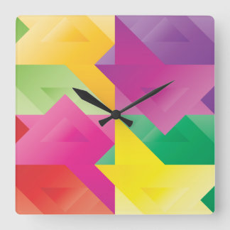 COLORFUL TRIANGLE GAMES SQUARE WALL CLOCK