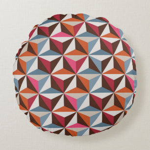 Colorful triangle tiles seamless vintage pattern. round cushion