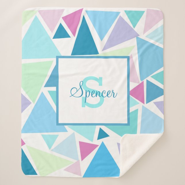 COLORFUL TRIANGLES Sherpa Blanket (Front)