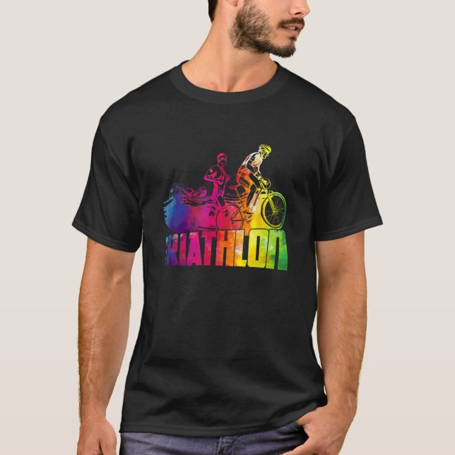 Colorful Triathlon  Triathlete Triathlon T-Shirt (Front)