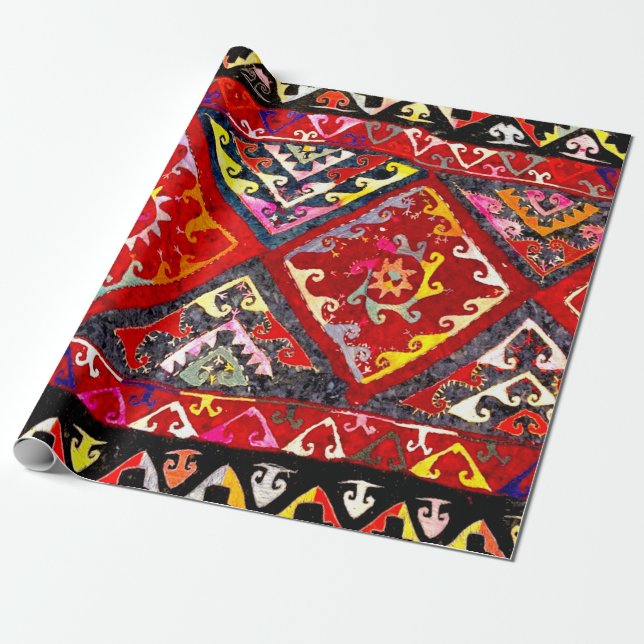  Colorful Tribal Afghanistan Style Wrapping paper (Unrolled)