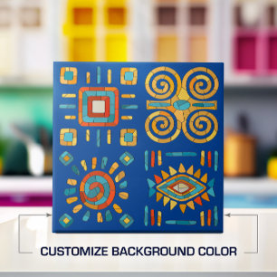 Colorful Tribal Mosaic Art Tile